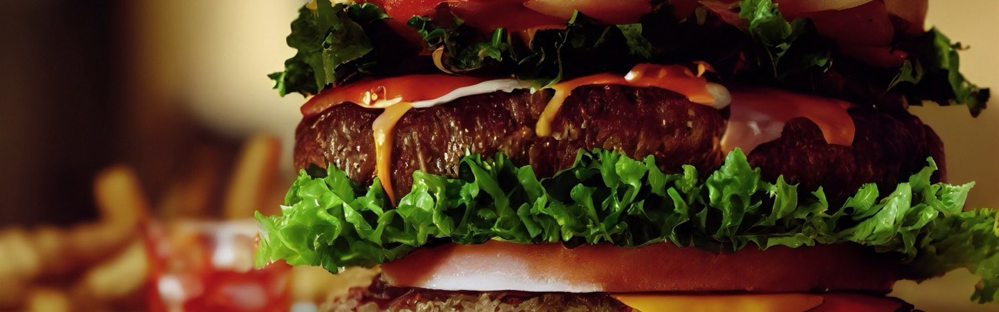 Rindburger mit Salat und Sesambrötchen